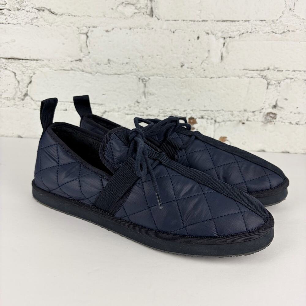 J. Crew Quilted Chore Blue Nylon Slip On Slipper Loafers 8